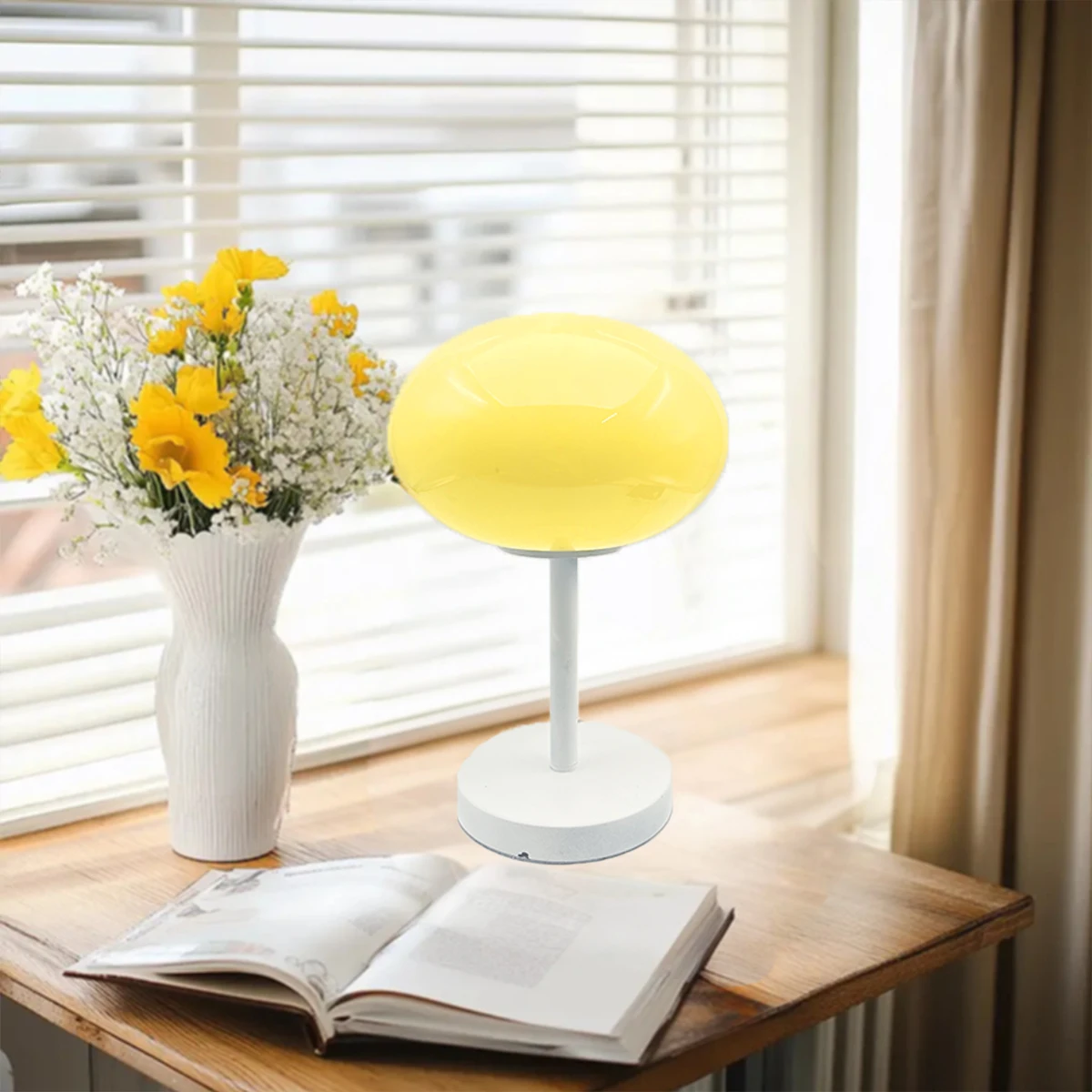 LED 3-Color  Bedside Lamp Modern Home Stay Decor Warm Bedroom Glass Night Light Dining Table Ambience Lighting USB Port