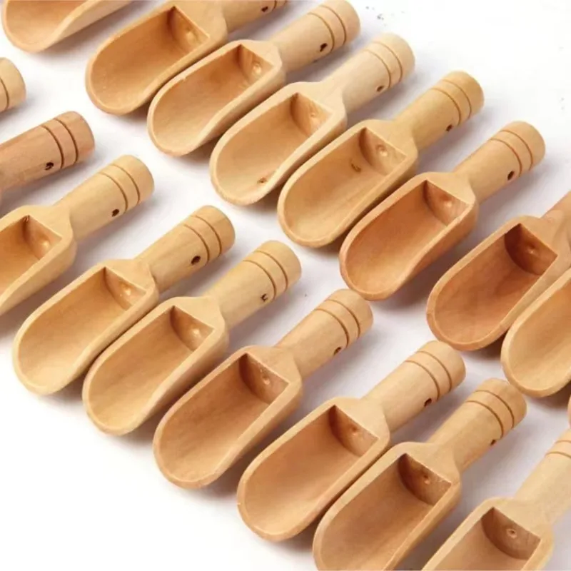 100PCS Mini Wooden Spoons, Bath Salt Spoon, Wooden Candy Spoon, Washing Powder Spoon Spice Spoons for Sugar Scrubs, Cooking