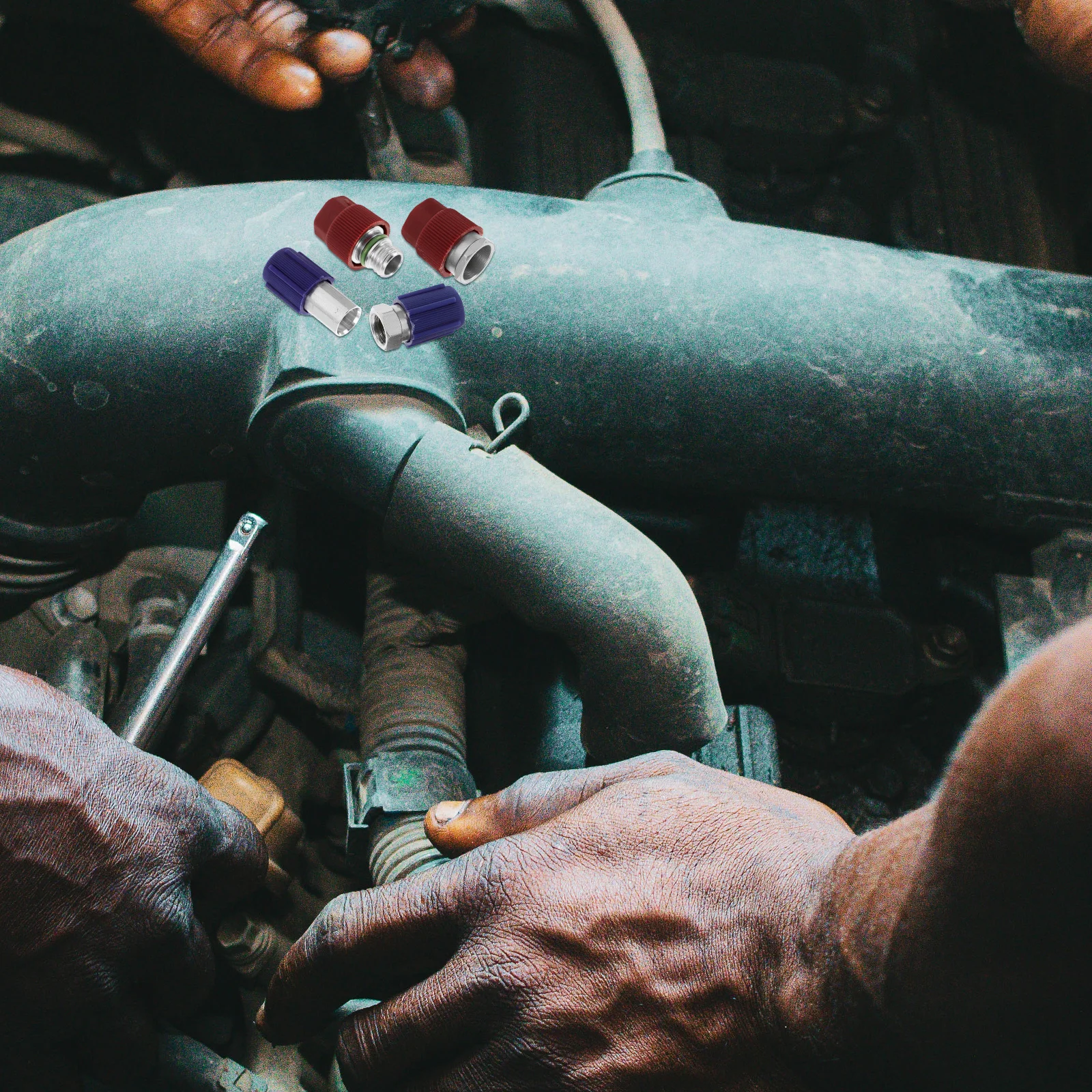 

4Pcs Thread Conversion Adapter Kit R502 to R134a High Low Pressure Quick Connect Fittings Car Air Conditioning Retrofit