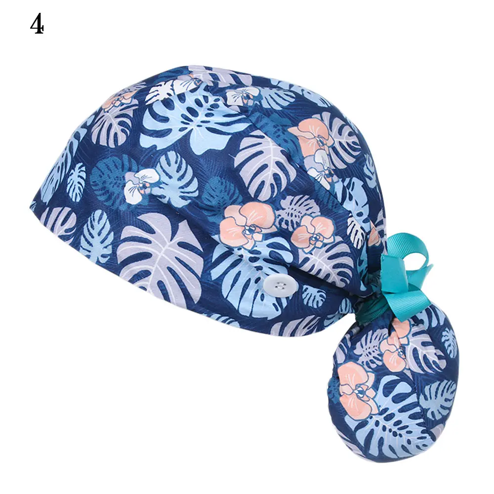 One Size Ponytail Holder Tie Back Hats Cotton With Button Working Cap Long Hair Cap Working Hat