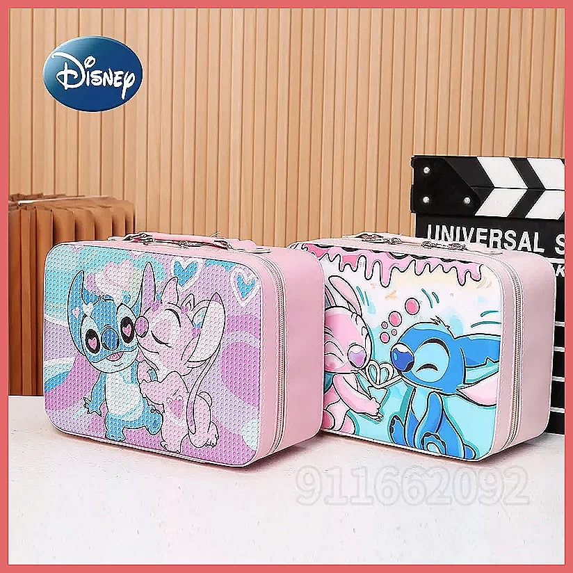 لحقيبة مكياج ديزني ستيتش، صندوق تخزين كبير محمول لتنظيم مستحضرات التجميل هدية للفتيات