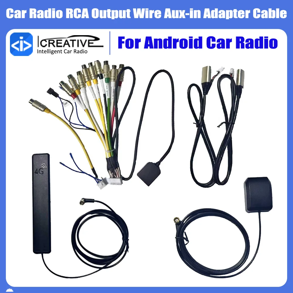 4G/WIFI Verstion RCA Cable Radio RCA Output Adapter Microphone AUX For Car Android Radio Microphone Fan USB GPS Antenna Audio