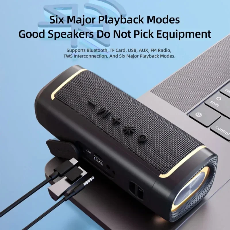 TG375 30W High-powe Wireless Bluetooth Speaker Portable Sound Column with RGB Lighting TWS 3D Stereo Subwoofer FM Radio Boom Box
