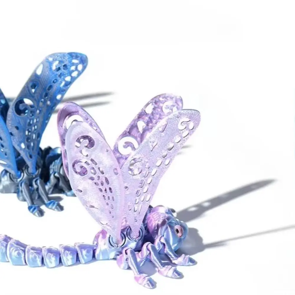 Libellule simulée imprimée en 3D, articulations rotatives et poseables, Figurine de libellule imprimée en 3D, articulations d'animaux flexibles