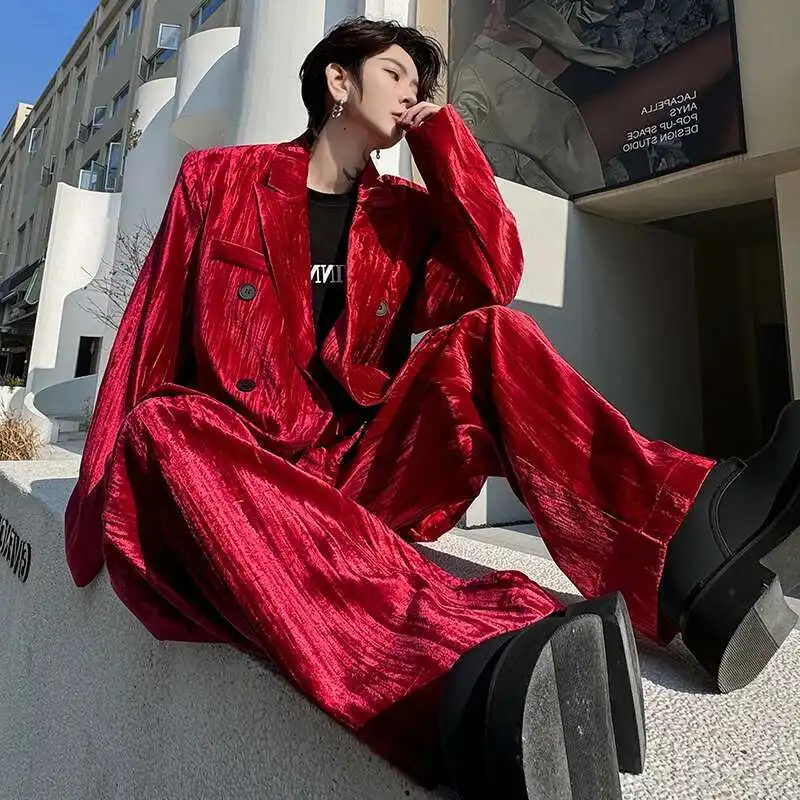 LUZHEN Personalized Trendy Suit Jackets Two-piece Sets Spring Luxury Men\'s Clothing Stylish Elegant Straight Suit Pants LZ3333