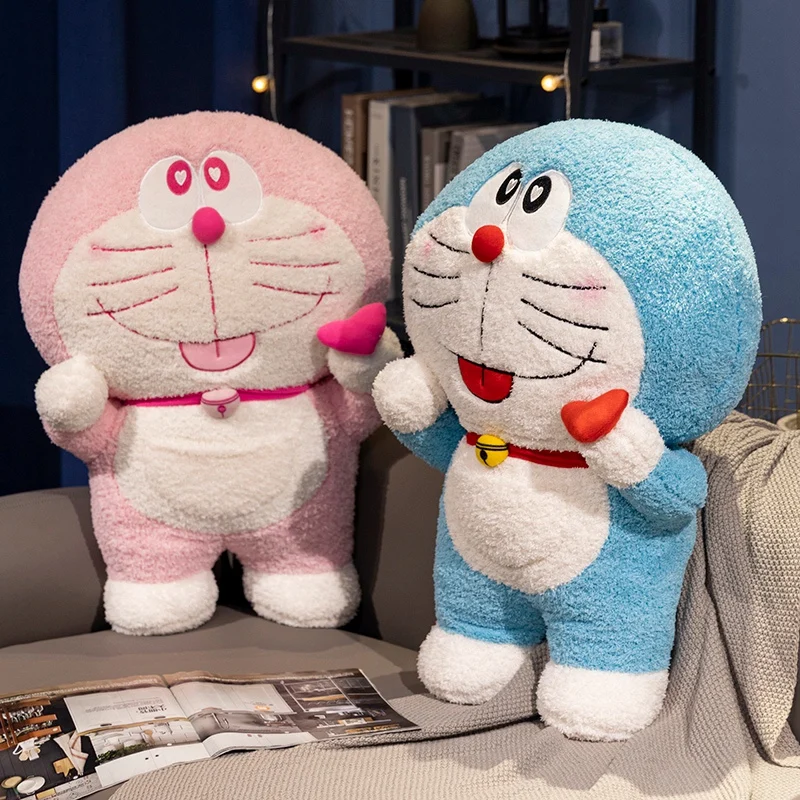 55cm Big Size Doraemon Plush Toy Lovely Stuffed Anime Japanese Style Blue Pink Doraemon Plushies Throw Pillow Xmas Gifts Girl