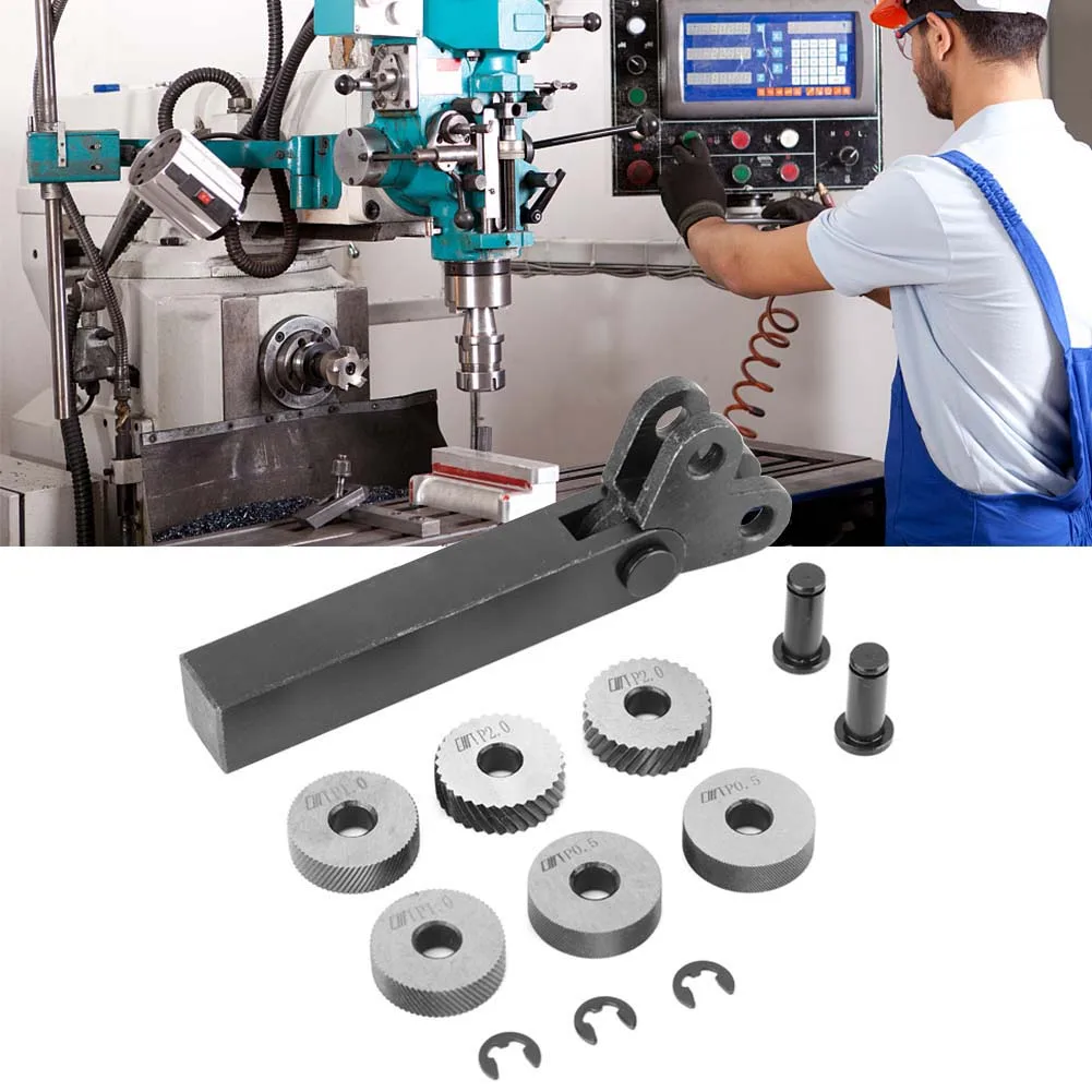 Steel Knurling Tool 0.5/1/2mm Diagonal Dual Wheel Linear Knurl Set Lathe Cutter Machine Diagonal Dual Wheel Linear Knurl