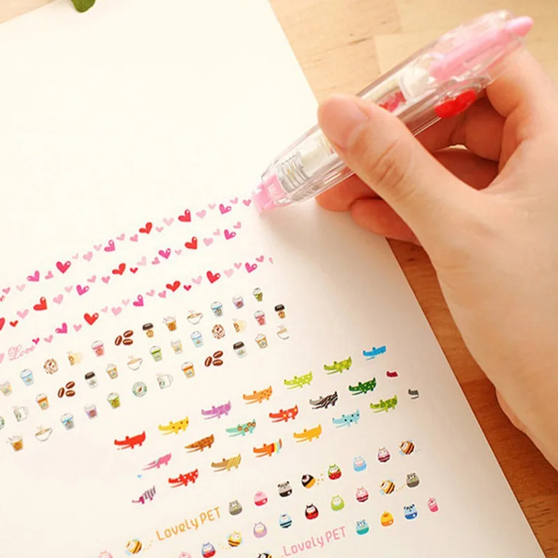Cute Ribbon Tape Corrector DIY Patterned Decorative Design Corrector Tape for Crafting and Journaling and School Supplie XKXZD03