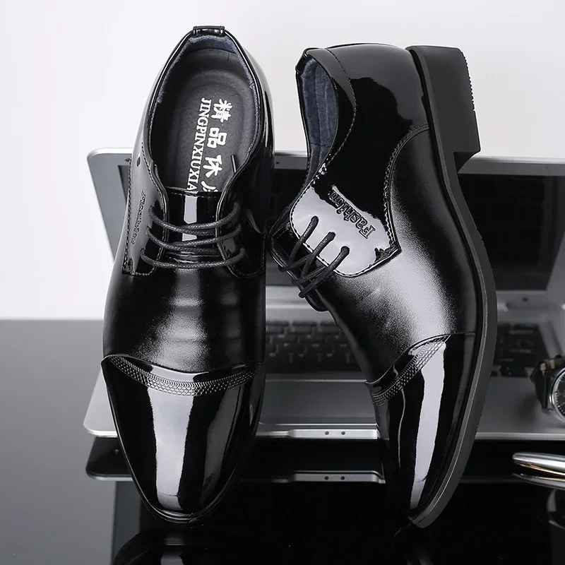 High Quality Formal Leather Men Dress Shoes Breathable Mens Casual Shoes Italian Luxury Brand Lace-Up Non-slip Men Driving Shoes