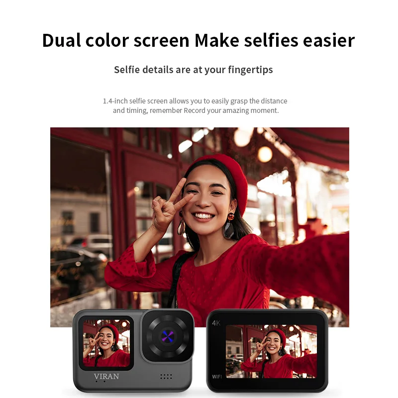 4K عمل كاميرا شاشة مزدوجة واي فاي المضادة للاهتزاز مقاوم للماء دراجة نارية خوذة مقاوم للماء 2.0 شاشة كاميرات فيديو DV رياضية