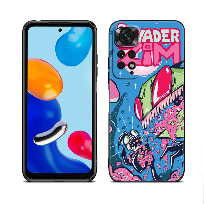 Funda de teléfono negra Invader zim para Xiaomi Redmi Note 12 + 11 11S 11T 11E 10 10T 5G 10S 9S 9 8T 7 6 Pro, funda de silicona