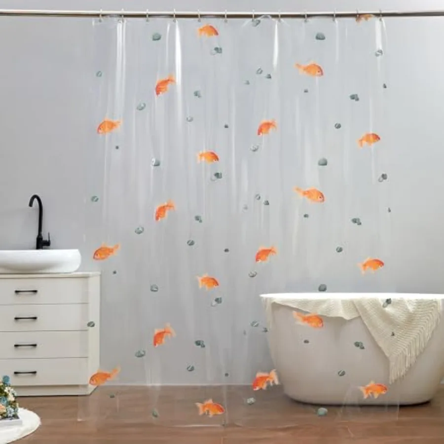 

Clear Shower Curtain 78" W x 72" L Waterproof Lightweight Fish Shower Curtain Liner PEVA Long Bath Fashion Shower Curtains with