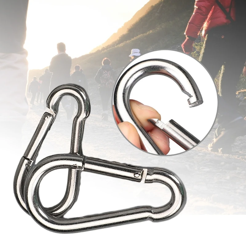 11UE 5Pcs Spring Hook Carabiner Stainsless Steel Metal Clip Keychains Link Buckle Keychains Spring Lock Hook