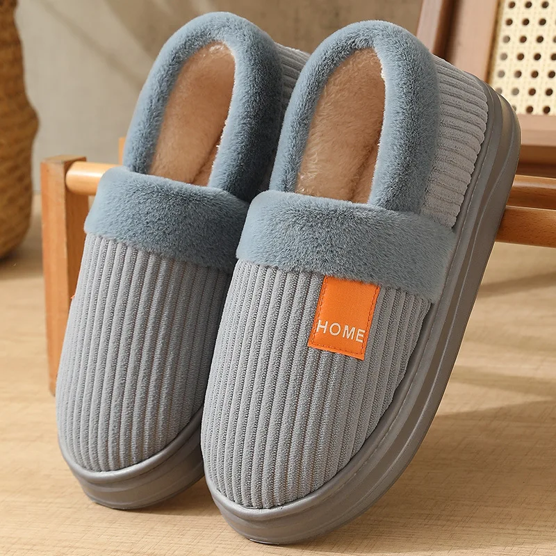 Herren-Winterhausschuhe in Übergröße, Warme Baumwoll-Pantoffeln mit Plüschfleece-Futter, Dicke Sohle, Rutschfeste Indoor-Schuhe – Detail 5
