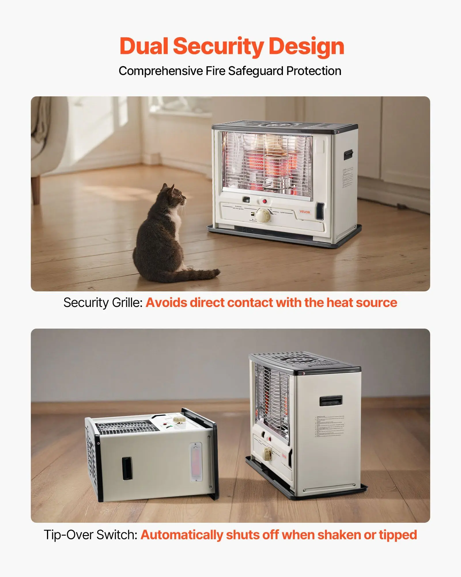 10000 BTU kerosineverwarmer voor binnen en buiten Draagbare geforceerde luchtverwarmer met automatische uitschakeling en omvalbeveiliging voor garagecamping