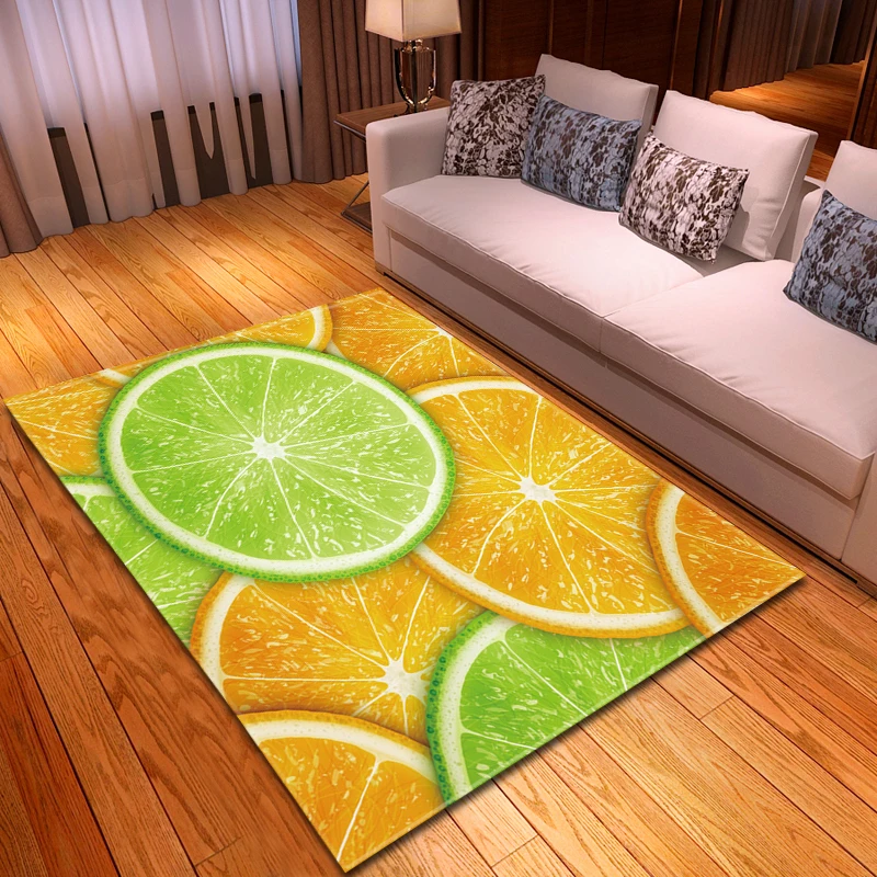 Lemon Living Room Carpet Yummy Fruit 3D Bedroom Rugs Kids Room Mat Kitchen Area Rug Floormat Bathmat Indoor Entrance Doormat