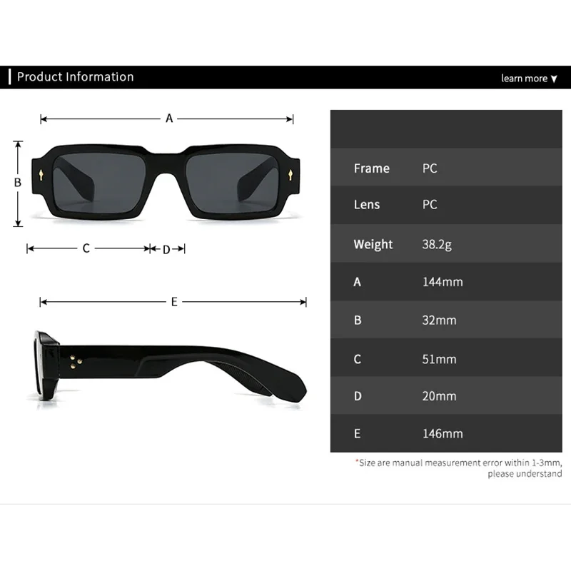 Luxury Brand Designer Square Classic Rivet Sunglasses Women For Men Male Trendy Sun Glasses Vintage Popular Punk Shades UV400