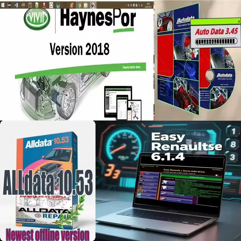 Última combinación 2026: Easy Renault 6.1.4 + Alldata 10.53 + Autodata 3.45 + VIVID 2018 Workshop Haynes/Pro Français