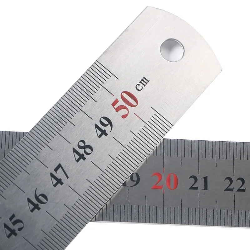 50cm Stainless Steel Metal Straight Ruler Double Sided Precision Measuring Tool Metric Ruler DIY Drawing Centimeter Inches Scale