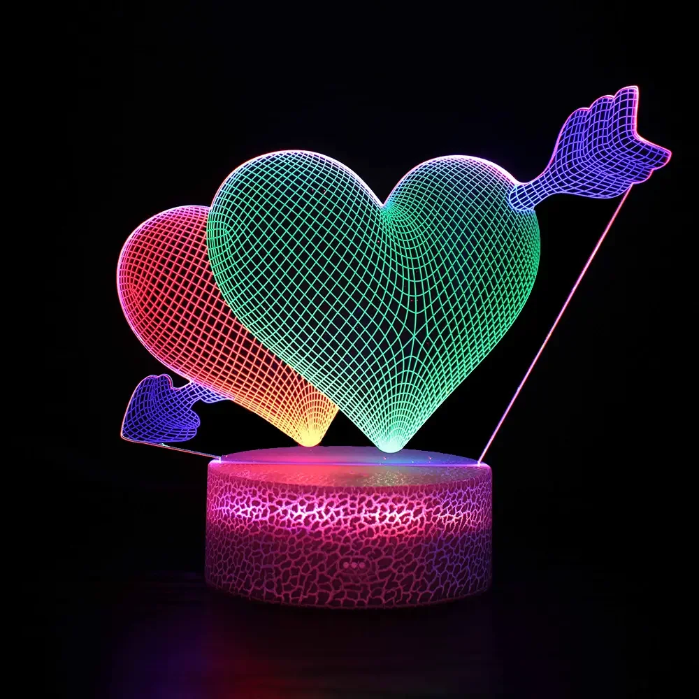 Amazing 3D LED Lamp with Color Changing Touch Sensor Acrylic Plate Night Light For Kid Adult Bedroom Home Decor Valentine Toy