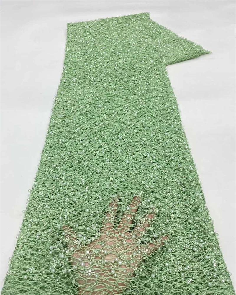 

African Tulle Lace Fabric French Net Sequins Fabric Sewing Embroidery With Beads Lace Tulle Mesh Nigeria Dress