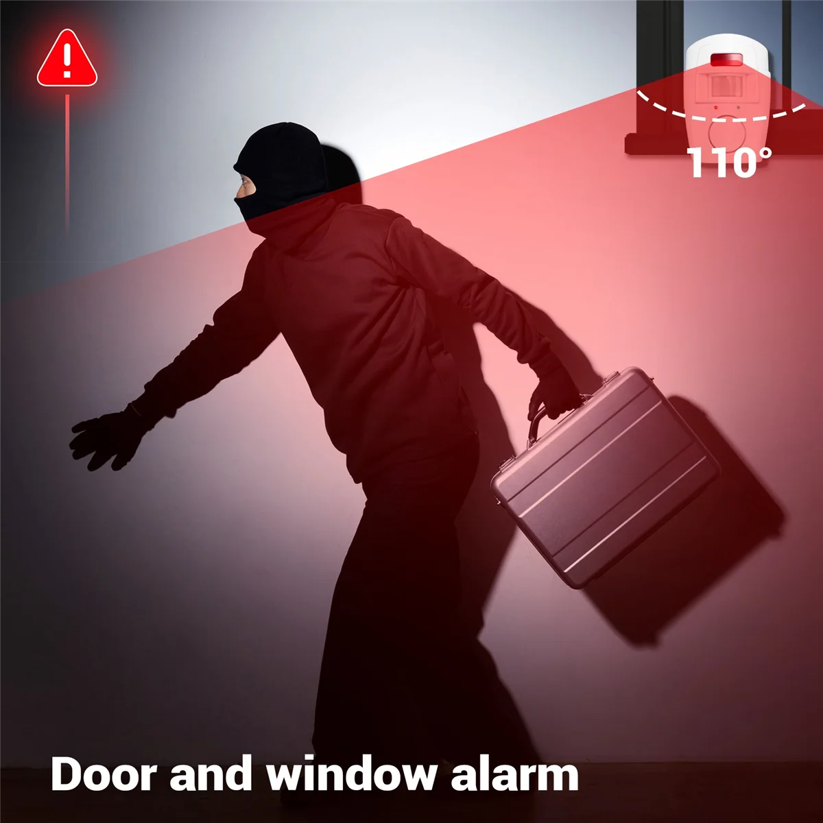 Alarma con sensor de movimiento por infrarrojos: alarma antirrobo con 2 mandos a distancia, adecuada para el hogar/garajes/lojas