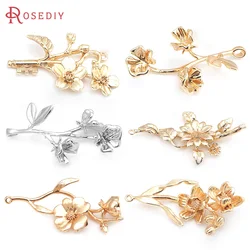 4PCS Platinum Color Brass Flower Charms Pendants High Quality Jewelry Making Supplies Necklace Earrings Accessories for Women