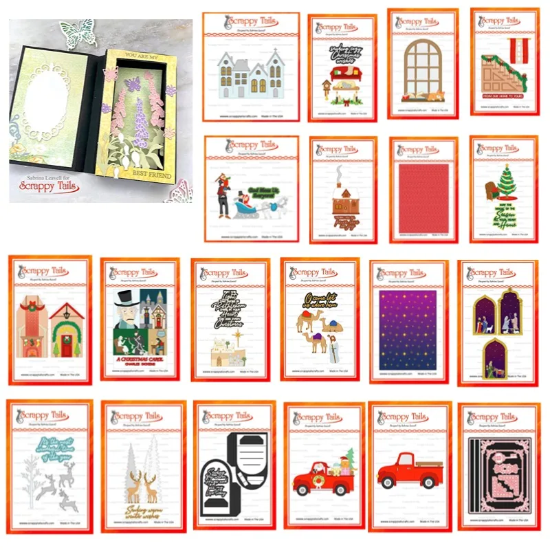 SHIDeleDeer-Matrices de Découpe en Métal avec Arbres, Cerf, Maison de Noël, Village, Timbres en Silicone, Cailloux de Scrapbooking, Album Photo, Carte, Bricolage