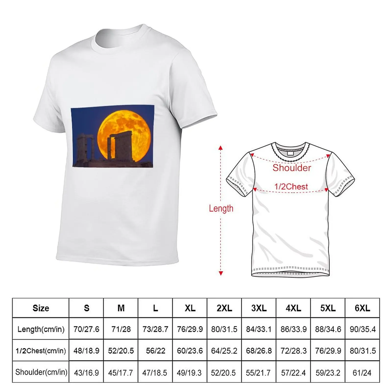 Full Moon & the Temple of Sounion, Athens T-Shirt High Elasticity Sports T-Shirt