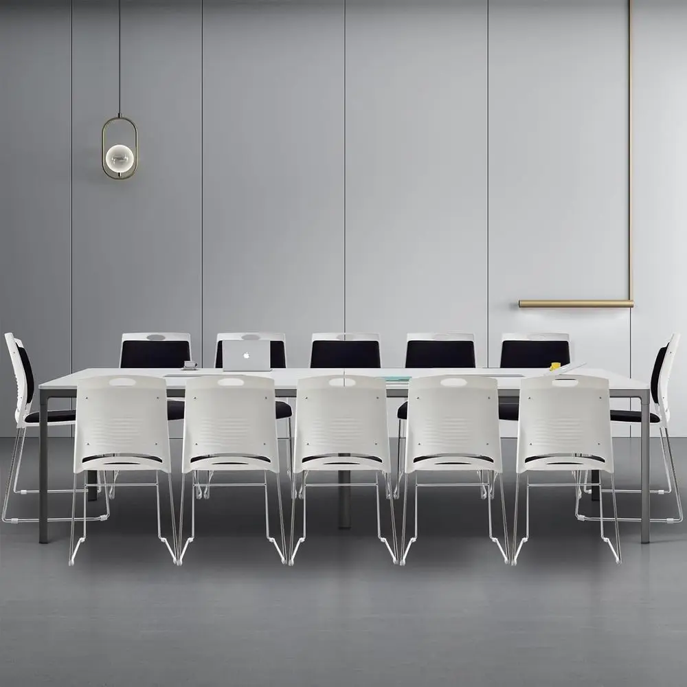 

12-Piece Black Stackable Office Chair Set with Padded Seats and Backs for Home, Office, Waiting Areas, and Training Rooms