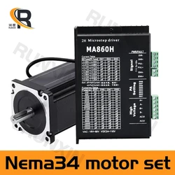 RXTNC Nema34 Hybrid 2-Phase 86 Stepper Motor Kit 2.4N 4.5N.m 8.5N.m 12N.m +MA860H Driver With Fan For CNC Parts 3d Printer