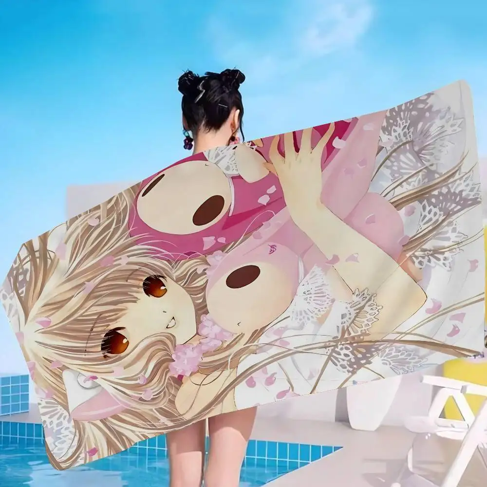 Cute Anime C-Chobits Cartoon Bath Towel Microfiber Soft Water Absorbing Breathable For Girl Kids Decorative Cartoon Beach Towel