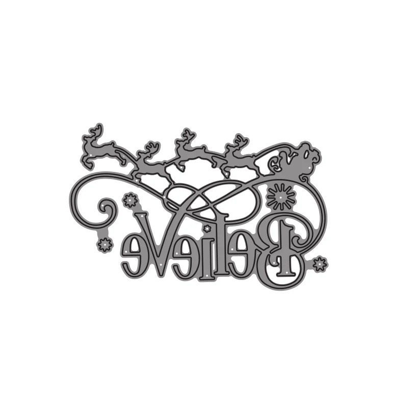 Metal Cutting Die Believe Letter Freme Mold for Scrapbooking Craft Embossing Stencil Die Cut Card Making