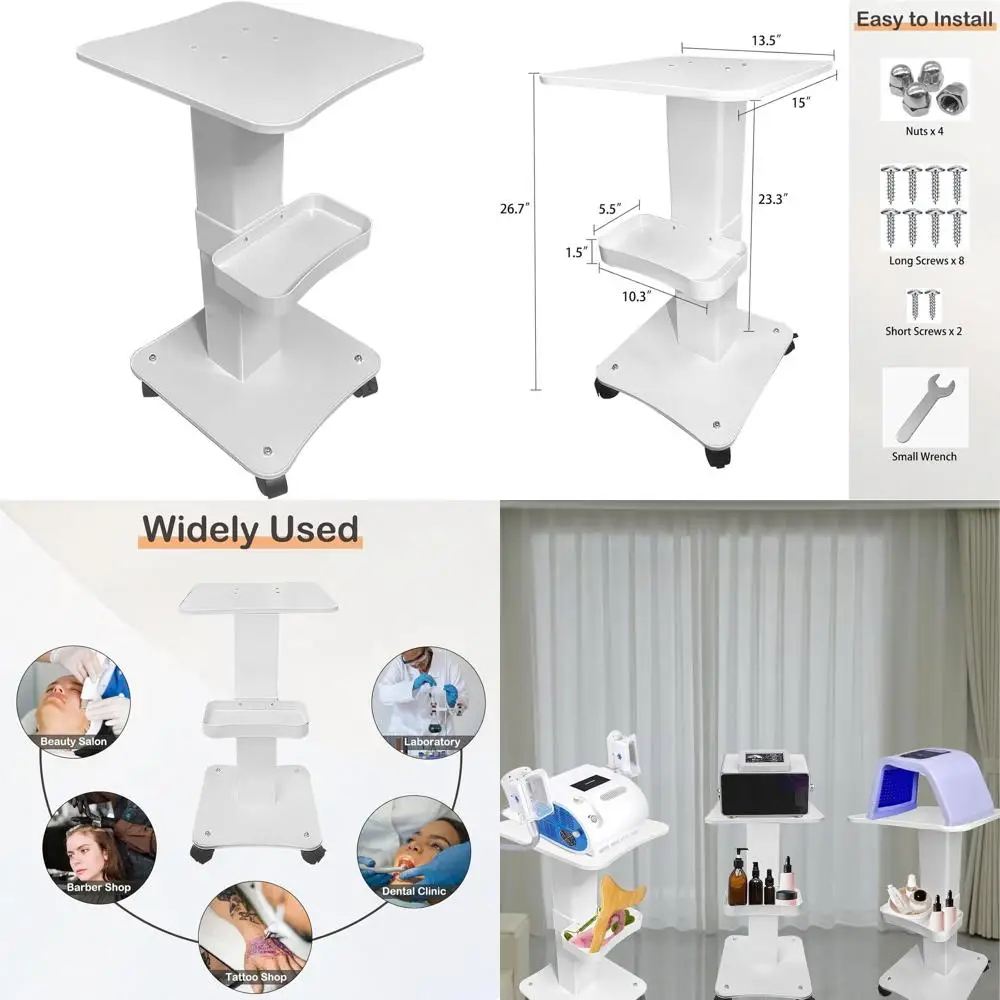 3-Tier Rolling Beauty Trolley with Swivel Wheels for Salon and Spa Essentials Storage
