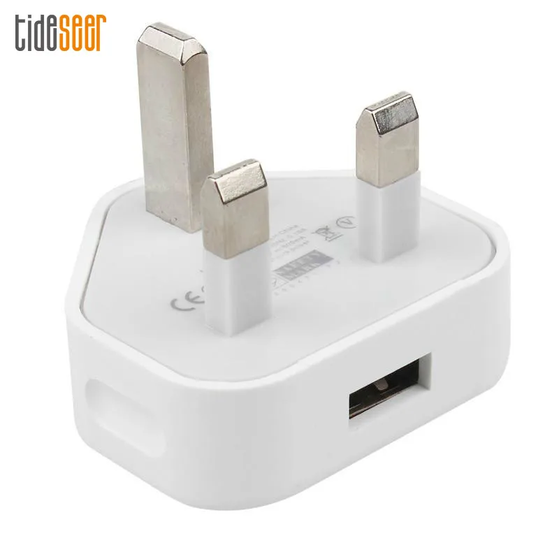 

100pcs Single USB White 5V 1A Power Adapter 3 Pin UK Plug AC Wall Travel Charger for iPhone Samsung Xiaomi HTC Mobile Phone