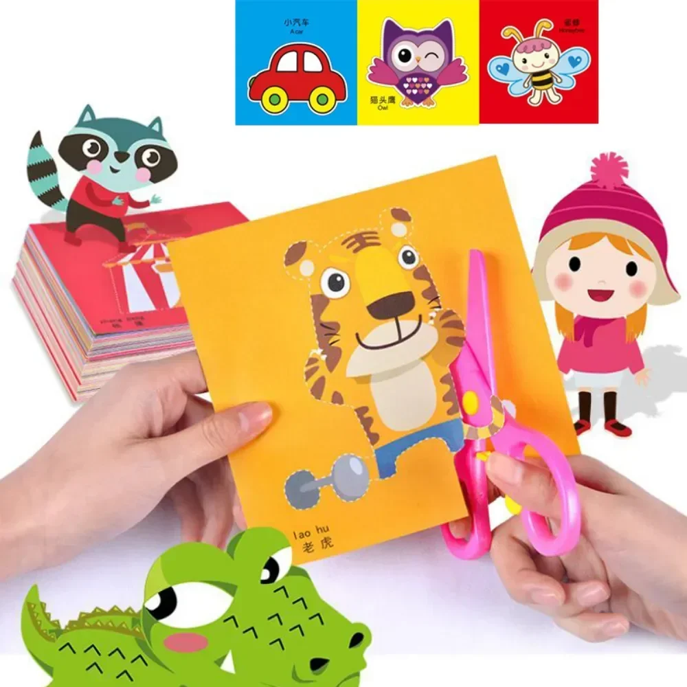48pcs Children Handmade Paper Cut Book Craft Toys DIY Kids Crafts Cartoon Scrapbooking Paper Toys for Kids Learning Toys Gifts