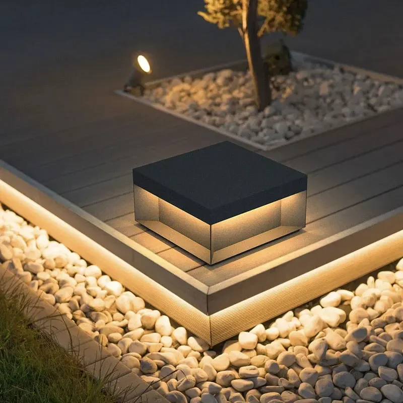 Modern 2025 LED Courtyard Light Outdoor Pillar Top Waterproof Street Light Fence Cap Door Post Landscape Facade