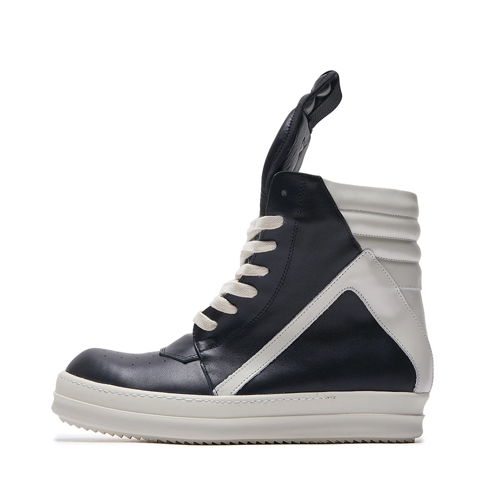 Men Shoe Casual High Top Quality Women Sneaker Black Leather Ankle Boot Fashion Thick-sole Flat Lace Up Zip Ro Geobasket Trainer