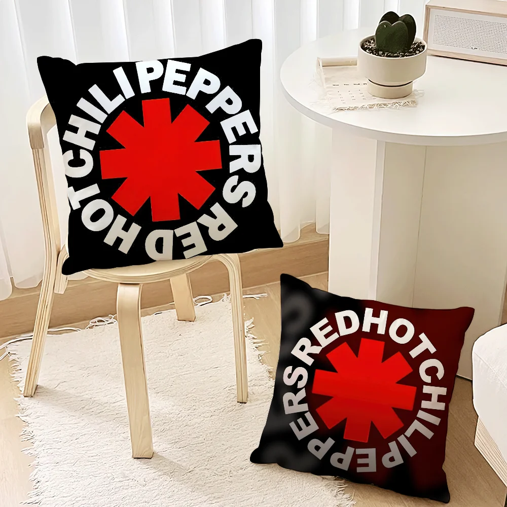 Band R-Red H-Hot C-Chili P-Peppers Pillow Case Living Room Accent Couch Back Support Square Lounge Restful Nap Companion ﻿