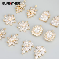 GUFEATHER MB97,jewelry accessories,18k gold rhodium plated,nickel free,copper,zircons,diy pendants,jewelry making,4 pcs/lot