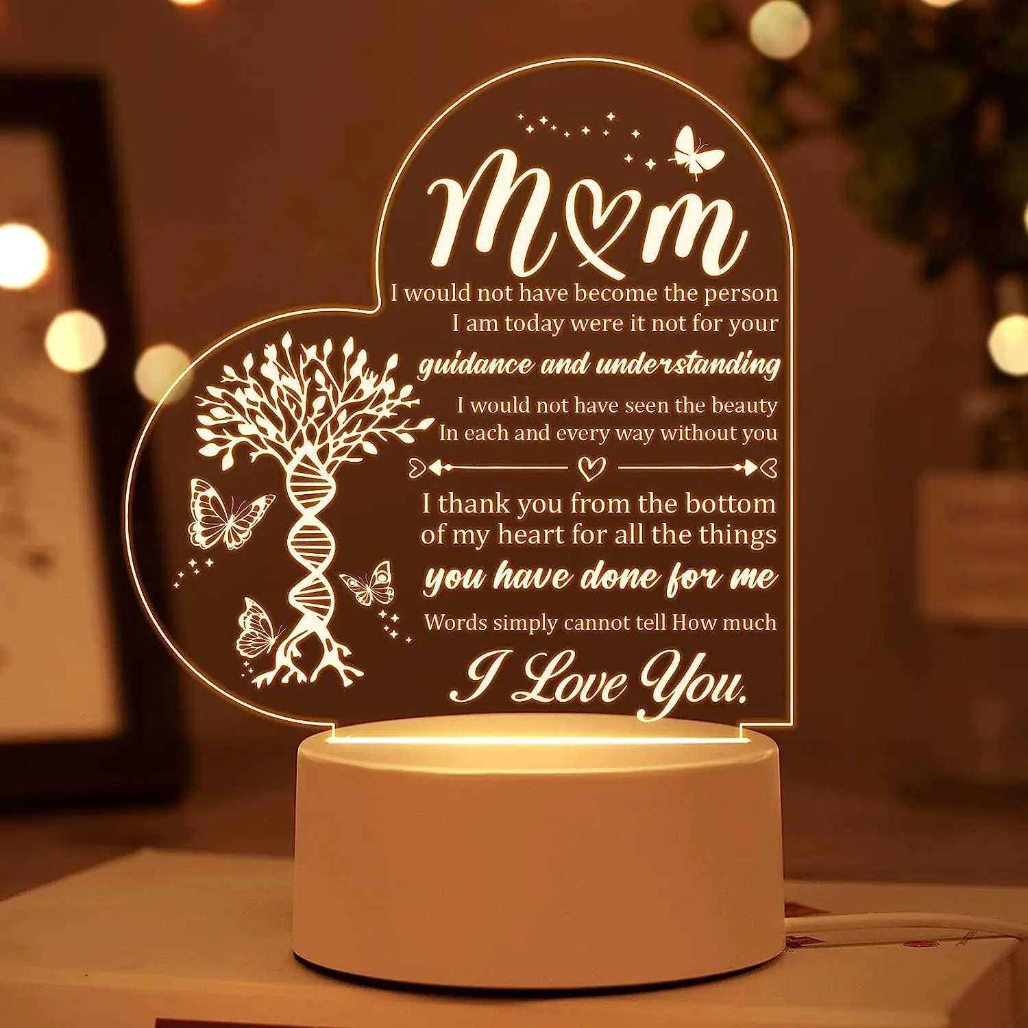 Mom Birthday Gifts Night Light, Mom Gifts For Christmas, Mother\'s Day, Birthday, Thanksgiving, Acrylic Night Lamp Gifts For Mom