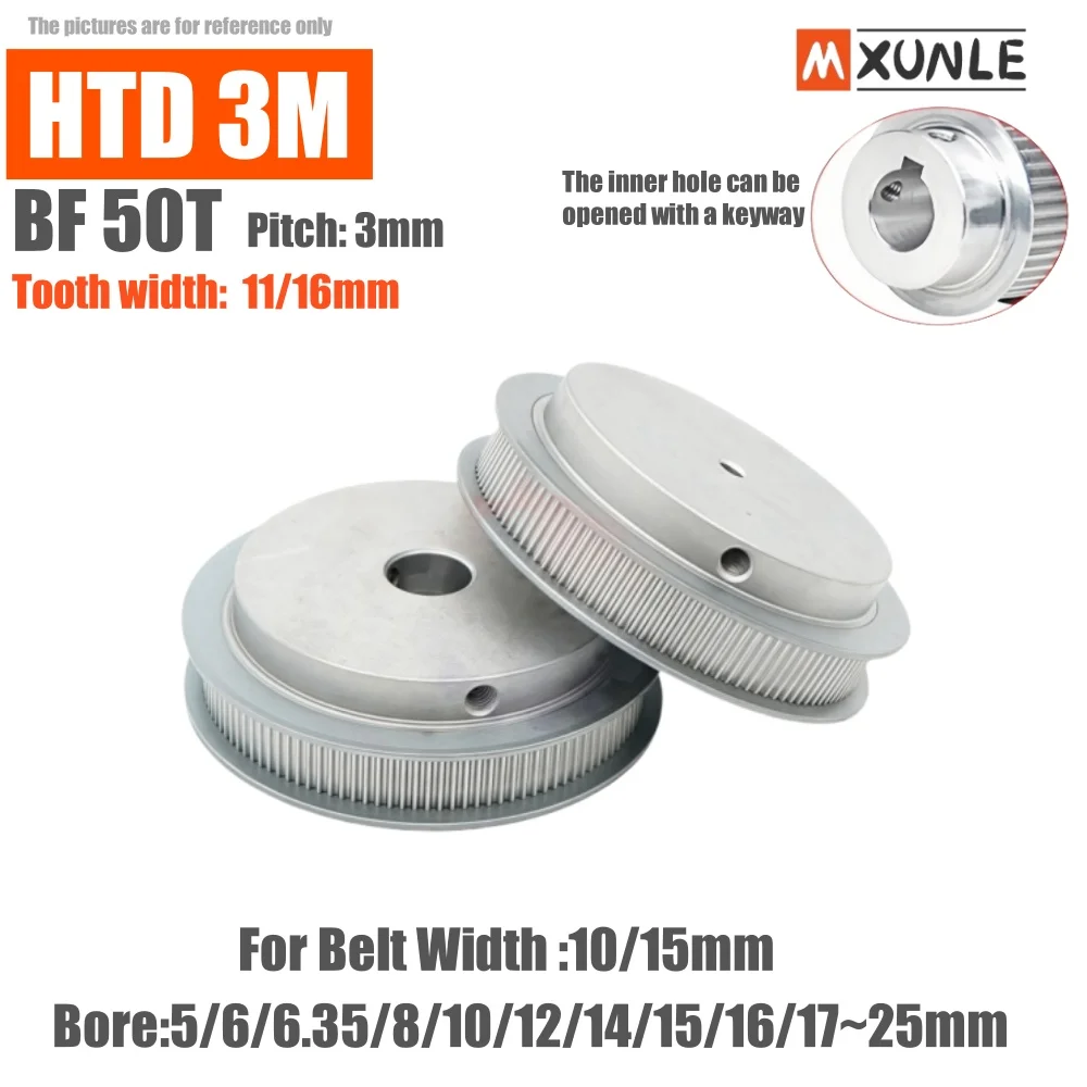 

50Teeth HTD 3M Timing Pulley HTD3M Synchronous Wheel Belt Width 10 15mm Bore 5/6/7~24/25mm 3M Pulley 50T 50 Teeth HTD 3M Pulley