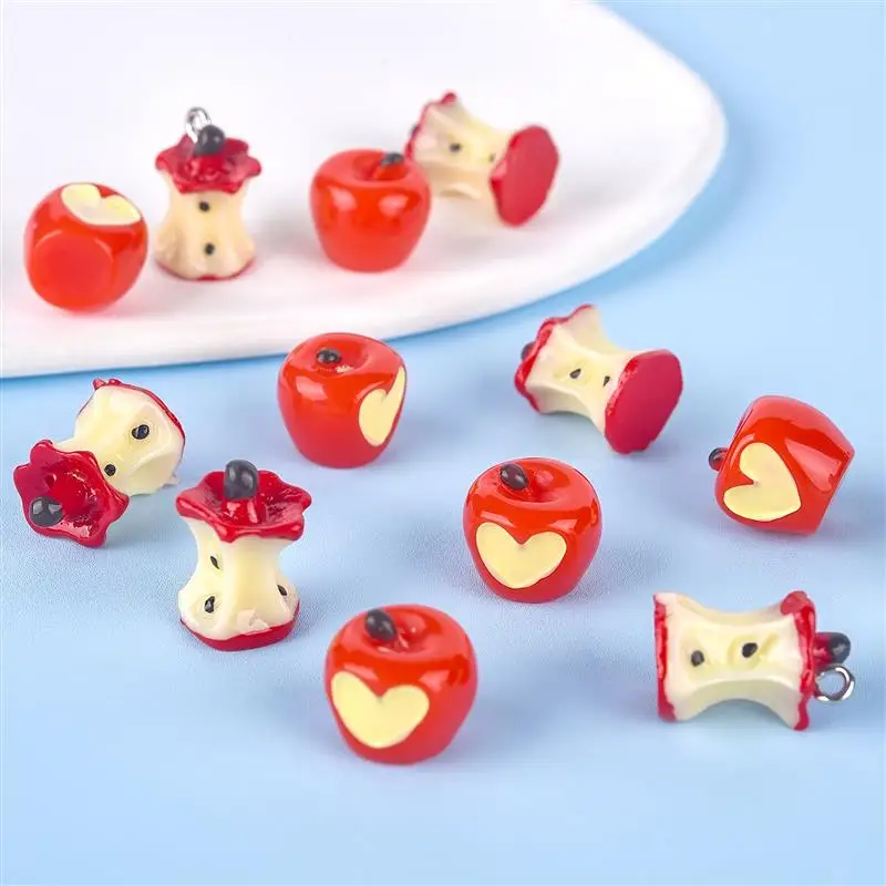 

10 шт., подвески с яблочным сердечником, милый кавайный кулон из смолы для DIY, серьги, ожерелье, брелок, принадлежности для изготовления ювелирных изделий, фурнитура