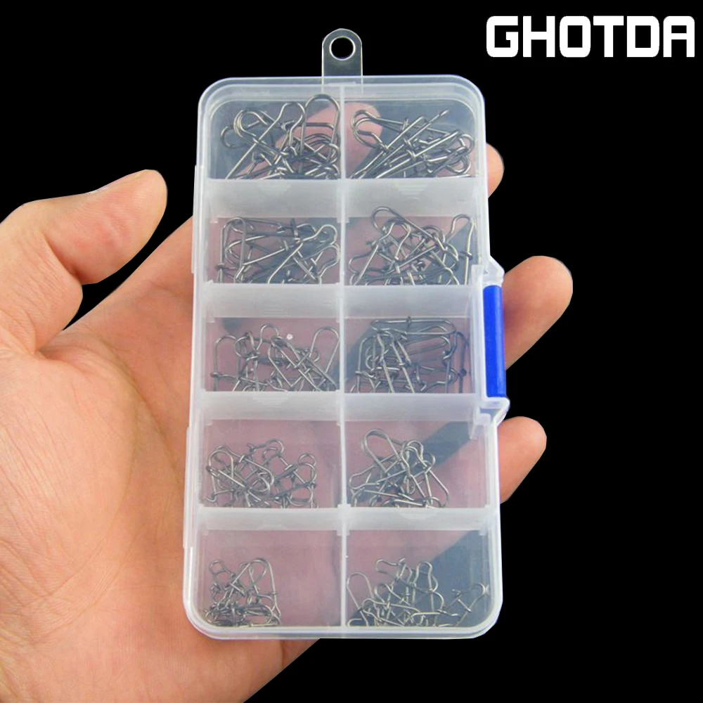 Ghotda  100pcs Convenient and Practical  Fishhook Lure Carabiner Tackle Tool Fly Fishing Snap Accessorie Diameter 0.5-0.8m