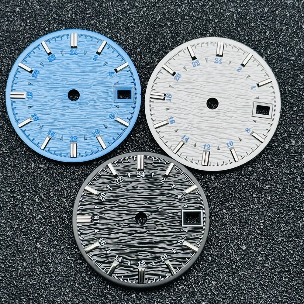 28.5mm Water Rippled Surface Watch Dial DIY Diving Watch Modification Accessories for NH34 NH35 Movement