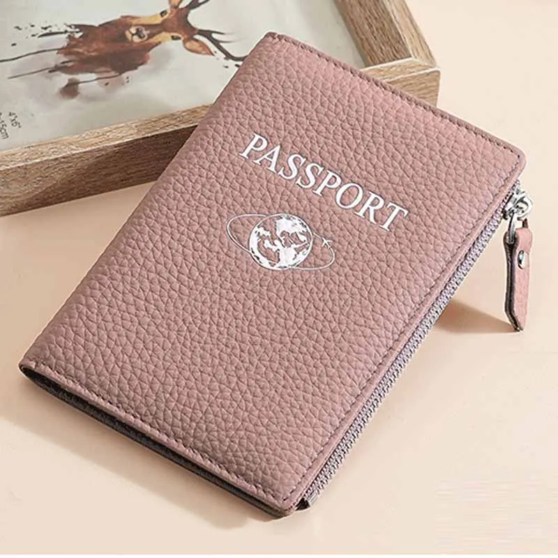 

Genuine Leather Passport Cover RFID Blocking Wallet – Travel Document Holder for Men Women with ID Card Slot & Coin Pocket