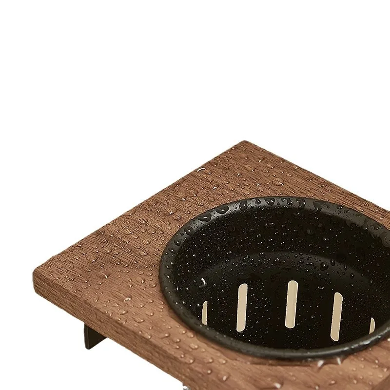 Brosse seau en bois de noyer, sans coins morts dans la salle de bains, support de rangement mural, brosse de nettoyage, accessoires de salle de bains