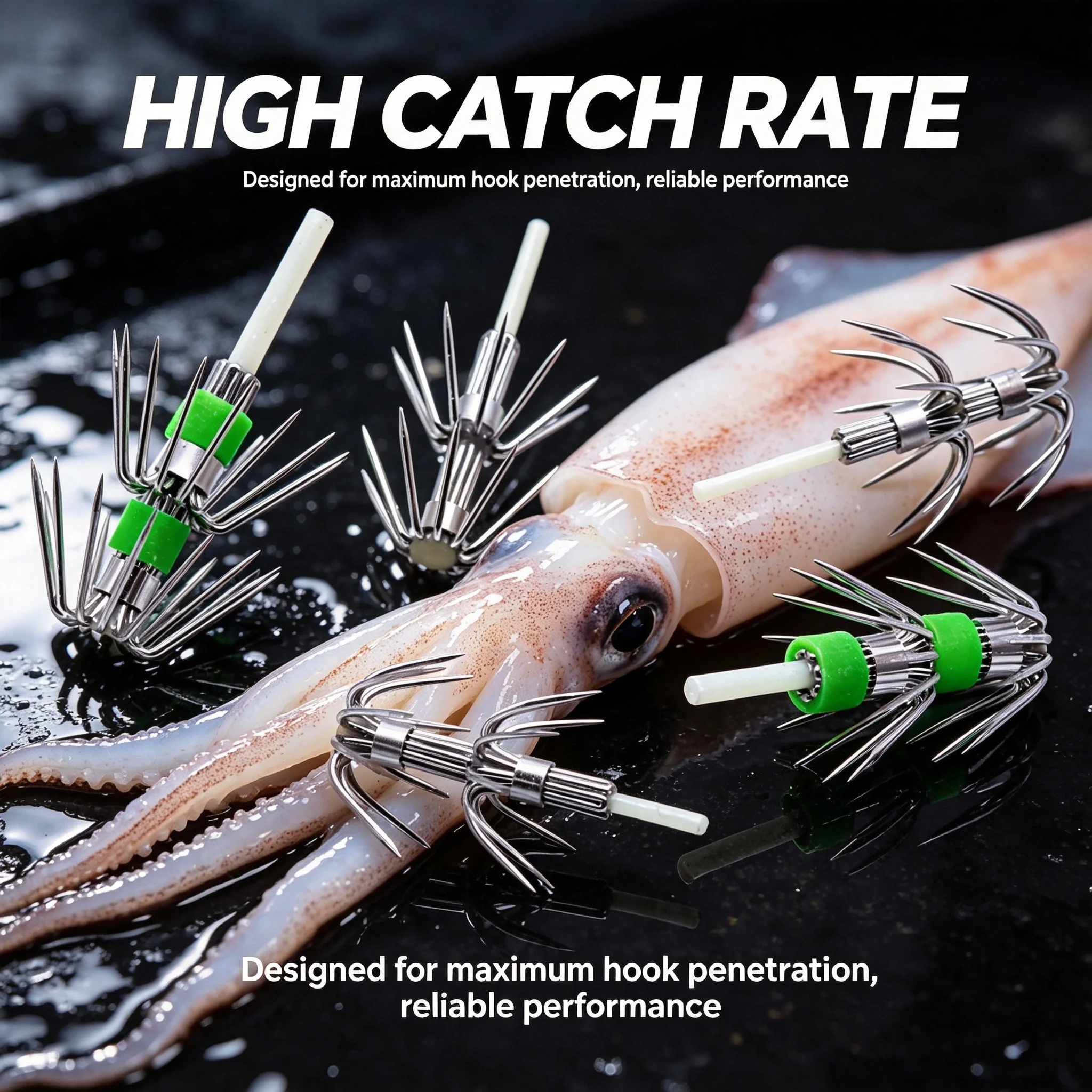 10 PCS Double-Layer Squid Jig Hooks Sharp Anti-Rust Stainless Steel Multi-Point Octopus Cuttlefish Catcher Durable Sea Fishing