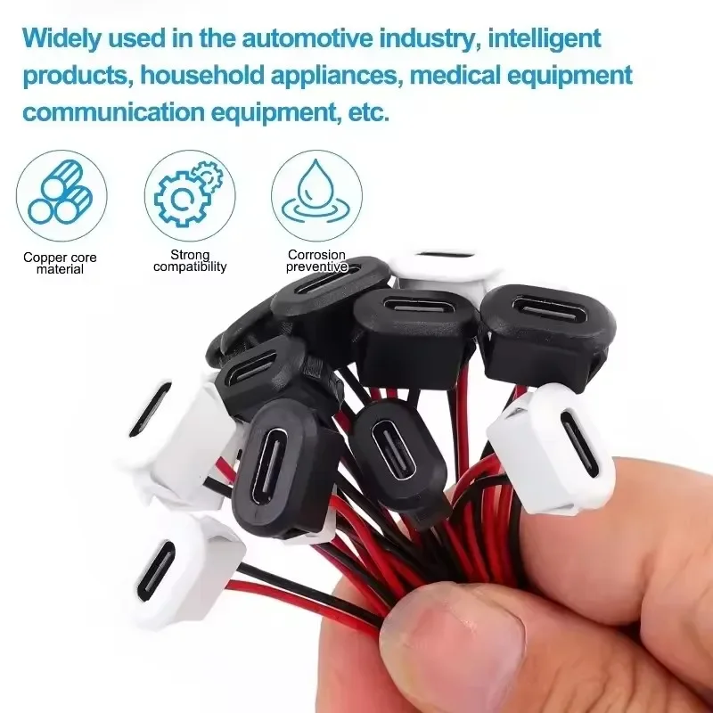 

1-10pcs USB Type C 2pin Connector Jack Female Type-C With card buckle 3A Fast Charging Jack Port USB-C Charger Plug Socket