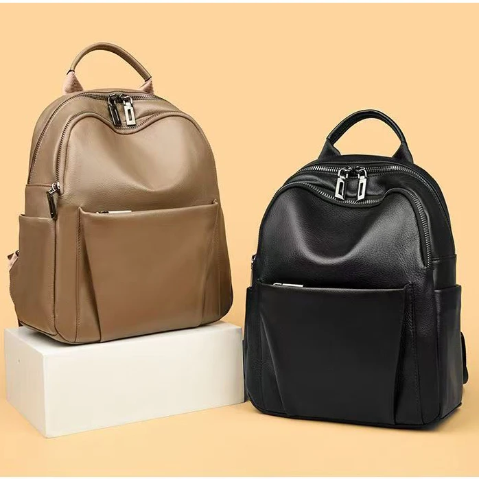 2027 New Fashion Luxury Brand Cow Genuine Leather Women Backpacks Female Ladies Girl Student Korean Casual Designer Backpack